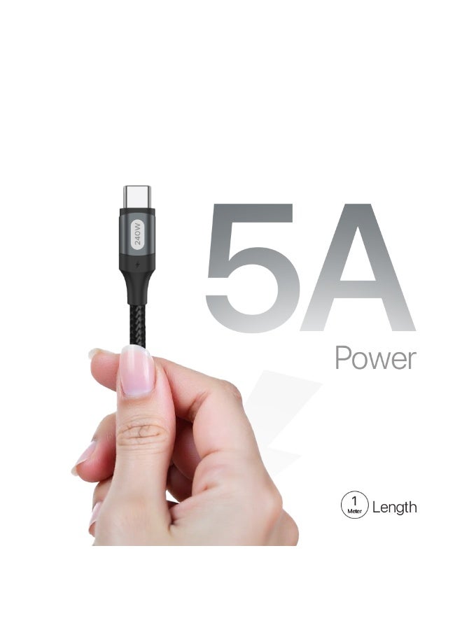 LYCKA P Cord Thunder – 240W Type-C to Type-C Fast Charging & Data Sync Cable (1M, Black) - Image 3